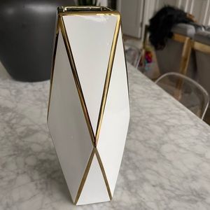 Gold & White Geometric Vase